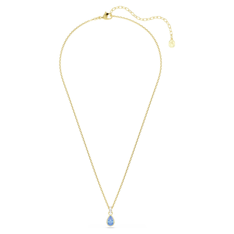 Chroma pendant Pear cut, Blue, 18K gold finish